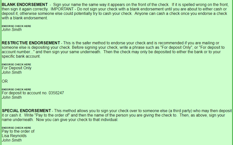 endorsement descriptions